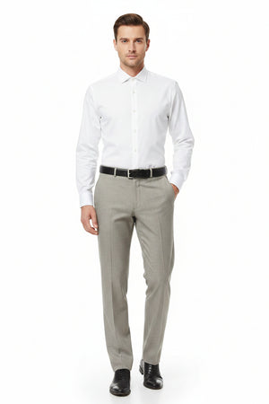Steel grey Arvind cotton Lycra stretchable trouser and suiting fabric showcasing smooth, flexible textile material for tailored garments.