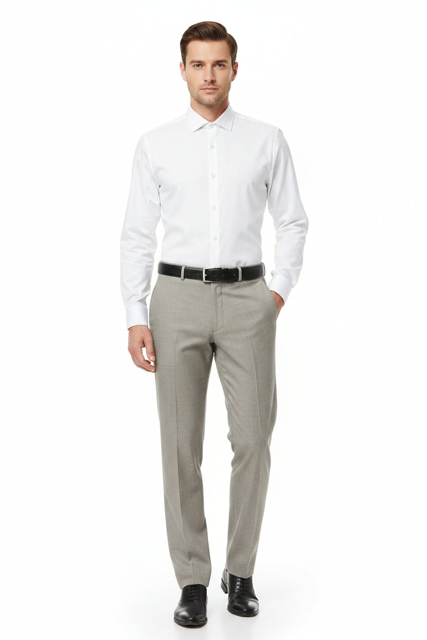 Steel grey Arvind cotton Lycra stretchable trouser and suiting fabric showcasing smooth, flexible textile material for tailored garments.