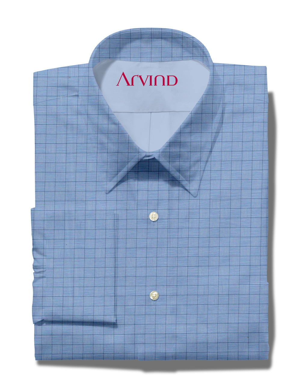 Arvind Primante Giza Cotton Chekcs Unstitched Shirting Fabric ( Denim Blue )