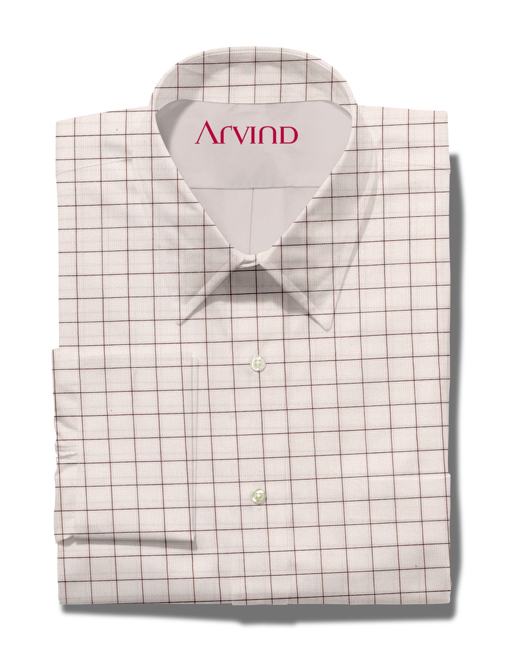 Arvind Primante Giza Cotton Chekcs Unstitched Shirting Fabric ( Beige )