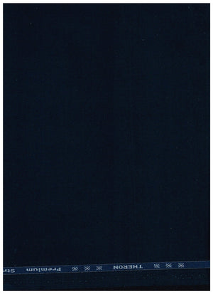 Navy blue Arvind cotton lycra trouser and suiting fabric, smooth textile with stretch for tailored garments.