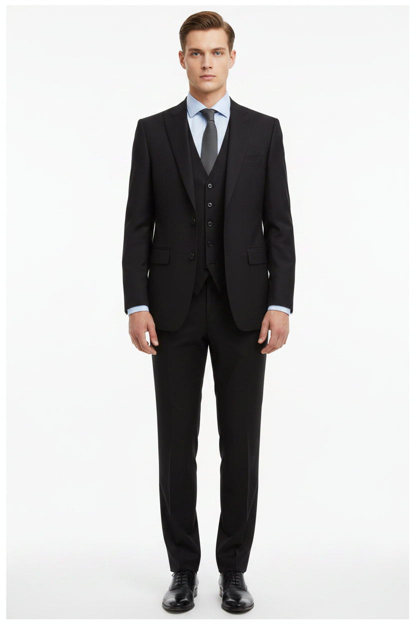 Black Arvind Cotton Lycra stretchable trouser and suiting fabric, showcasing the soft, flexible textile material.