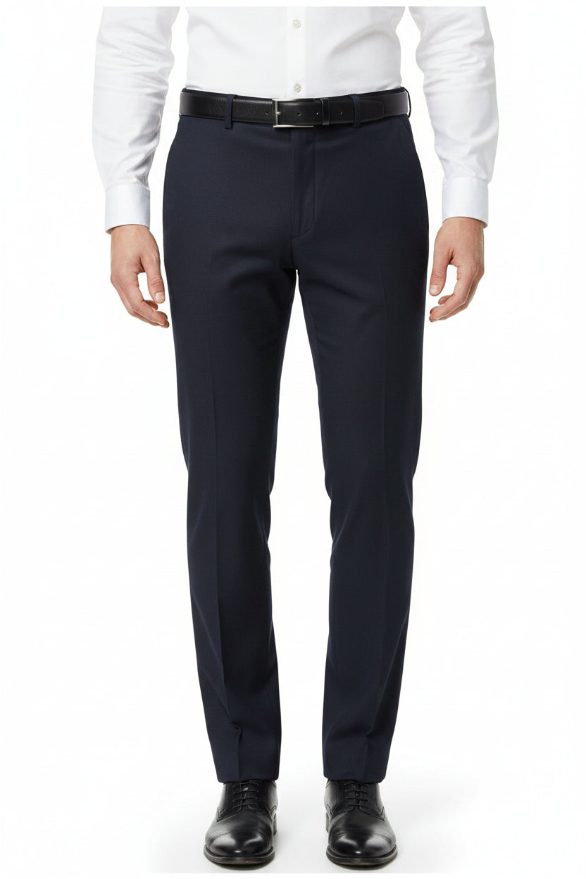Black Arvind cotton Lycra stretchable trouser and suiting fabric, showing the textured woven material for tailoring and fashion.