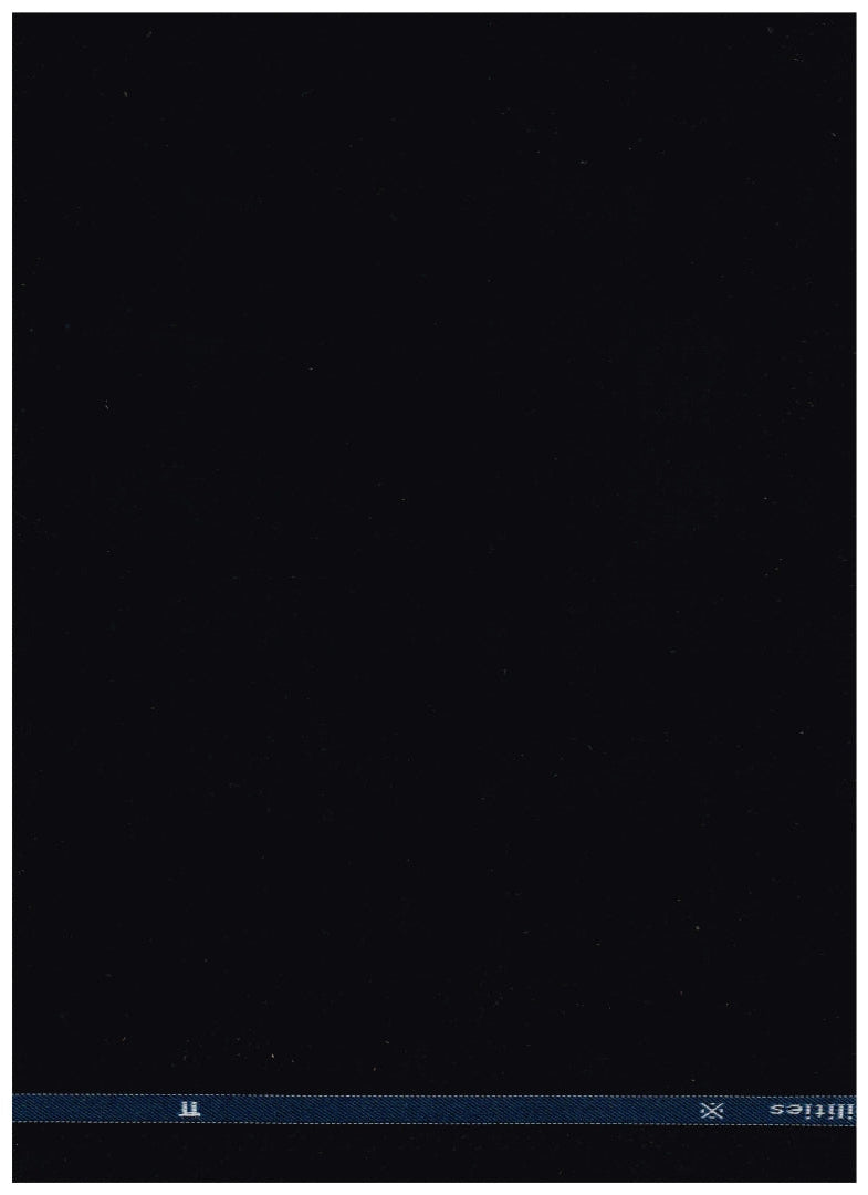 Black Arvind Cotton Lycra stretchable trouser and suiting fabric, smooth texture with slight stretch for comfortable wear.