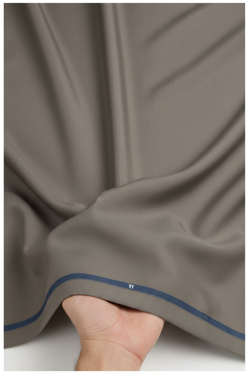 Grey Arvind Cotton Lycra stretchable trouser and suiting fabric, soft and flexible material for tailored garments.