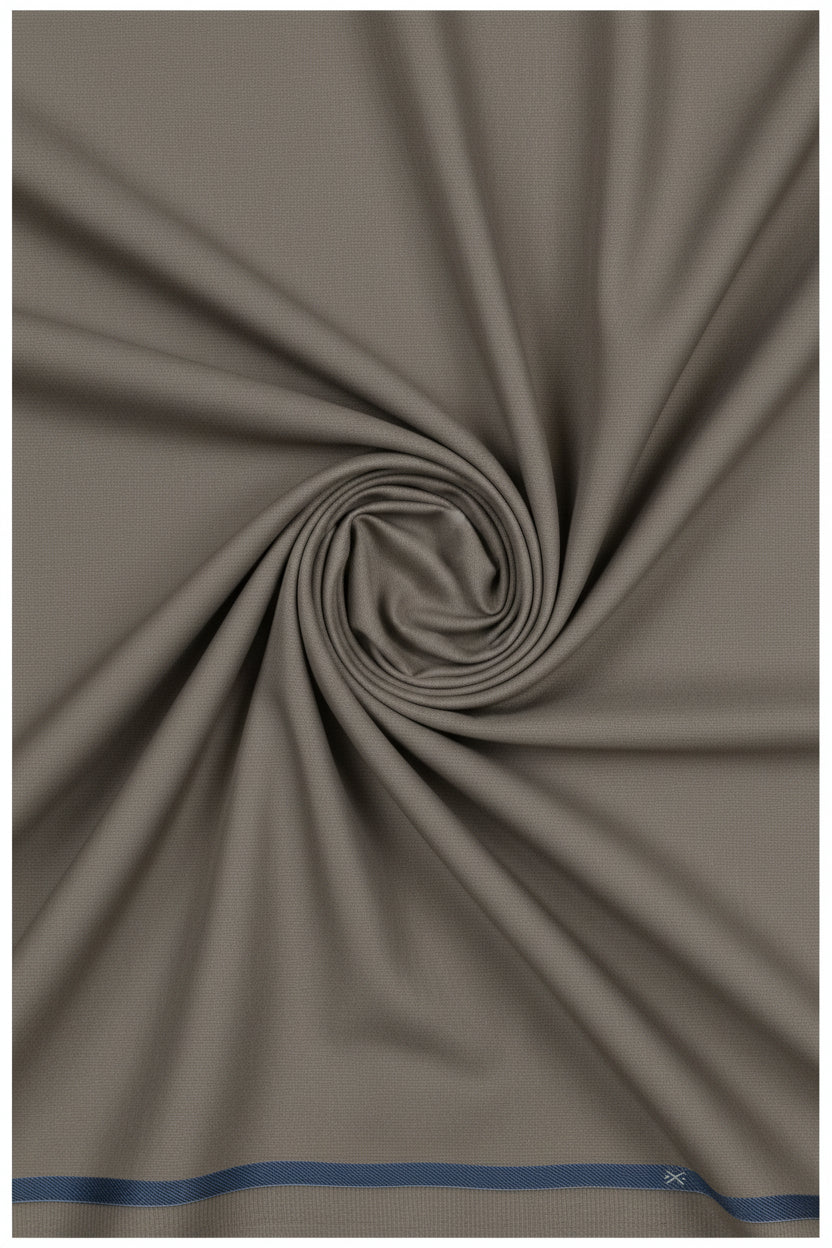 Gray Arvind Cotton Lycra stretchable trouser and suiting fabric with a smooth texture, ideal for tailored garments.