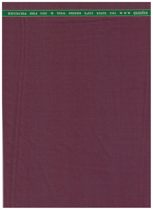 Raymond Super 120’s polywool trouser fabric in wine color, close-up view of the woven suiting material.