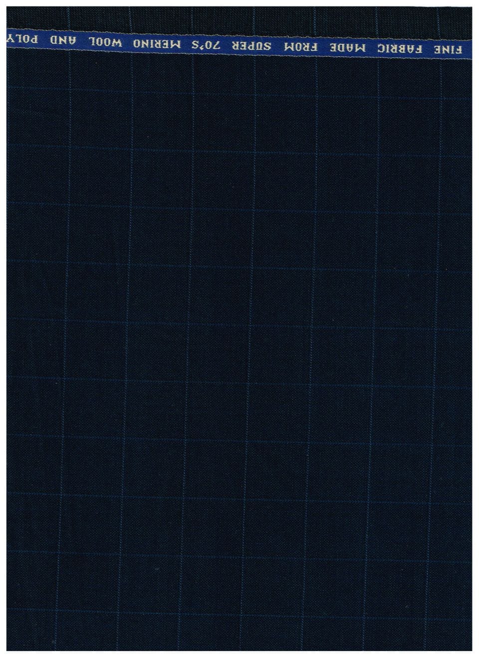 Raymond Self Checks Navy Blue Polywool Suiting Fabric