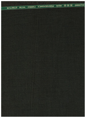 Green Raymond Terry Rayon trousers and suiting fabric, showing the smooth texture and vibrant color of the stylish textile.