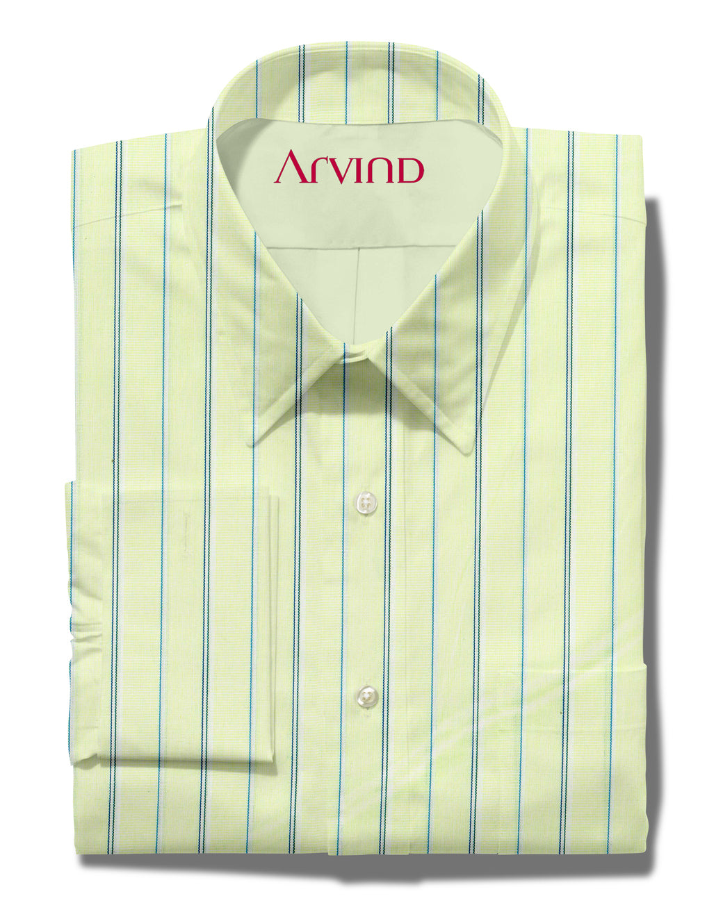 Arvind Cotton Striped Unstitched Shirting Fabric ( Lime yellow )