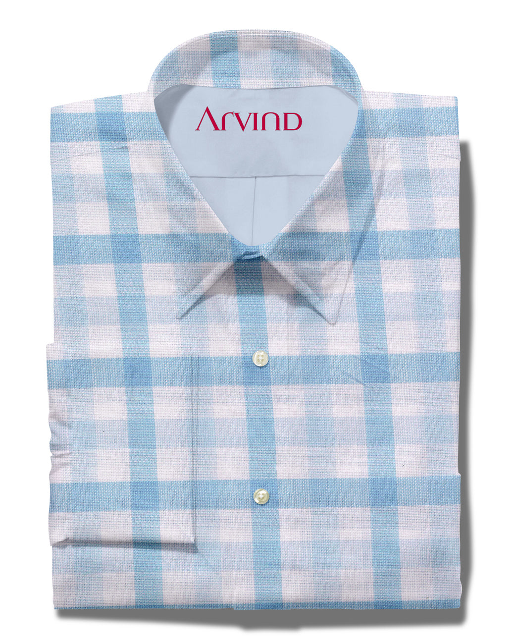 Arvind Cotton Checks Unstitched Shirting Fabric ( Sky Blue )