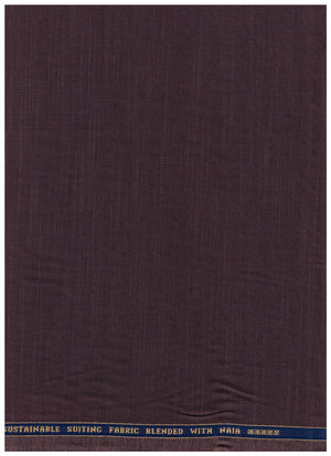 Raymond luxurious unstitched polywool trousers and suiting fabric in grape purple, showing the fabric's texture and color detail.