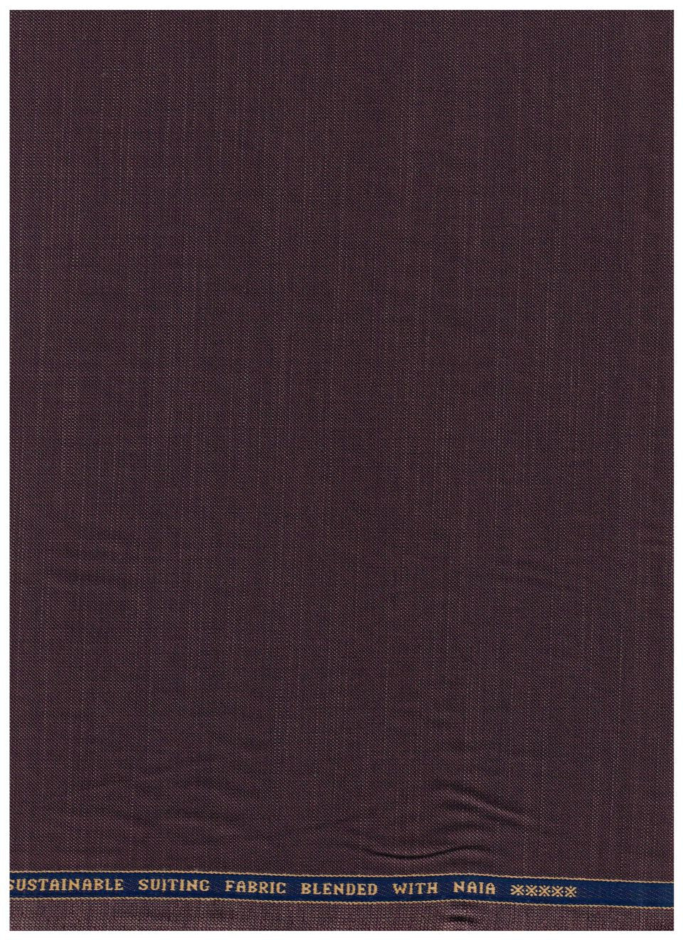 Raymond luxurious unstitched polywool trousers and suiting fabric in grape purple, showing the fabric's texture and color detail.