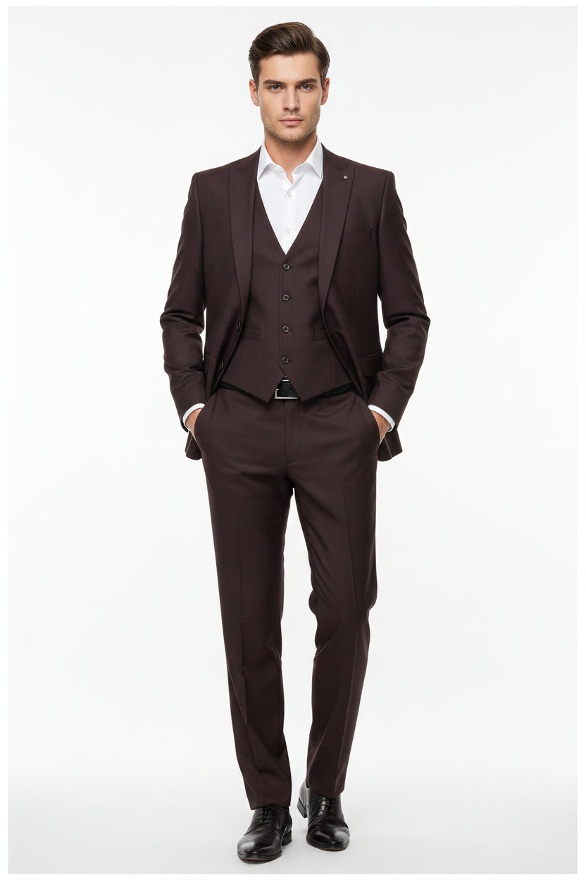 Raymond Luxurious Polywool Trousers and Suiting Fabric in Grape Purple, unstitched fabric with a smooth texture and vibrant color.