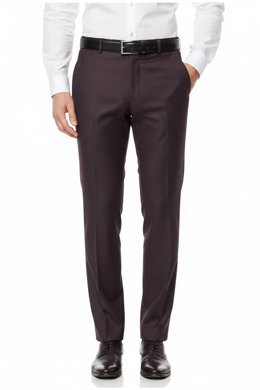 Raymond Raymond Terry wine rayon trousers and suiting fabric displayed in a close-up image with fabric texture and color.