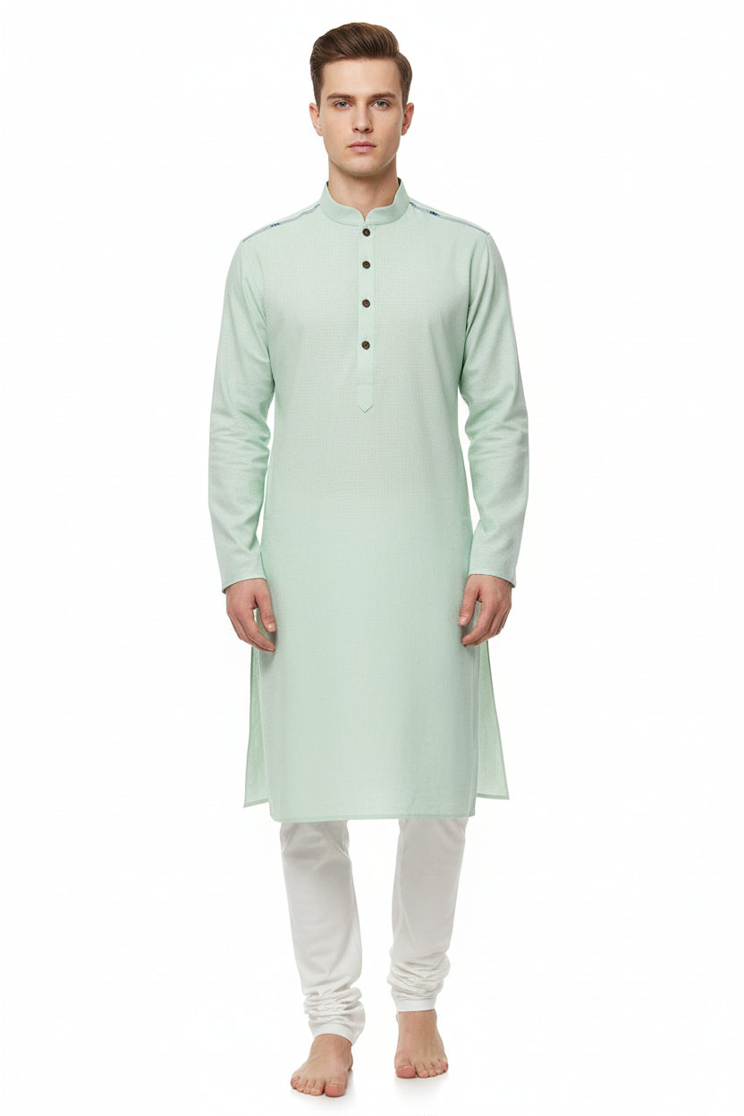 Arvind Tresca Giza Cotton shirting fabric in Pista Green, featuring smooth texture and high-quality cotton for stylish dress shirts.
