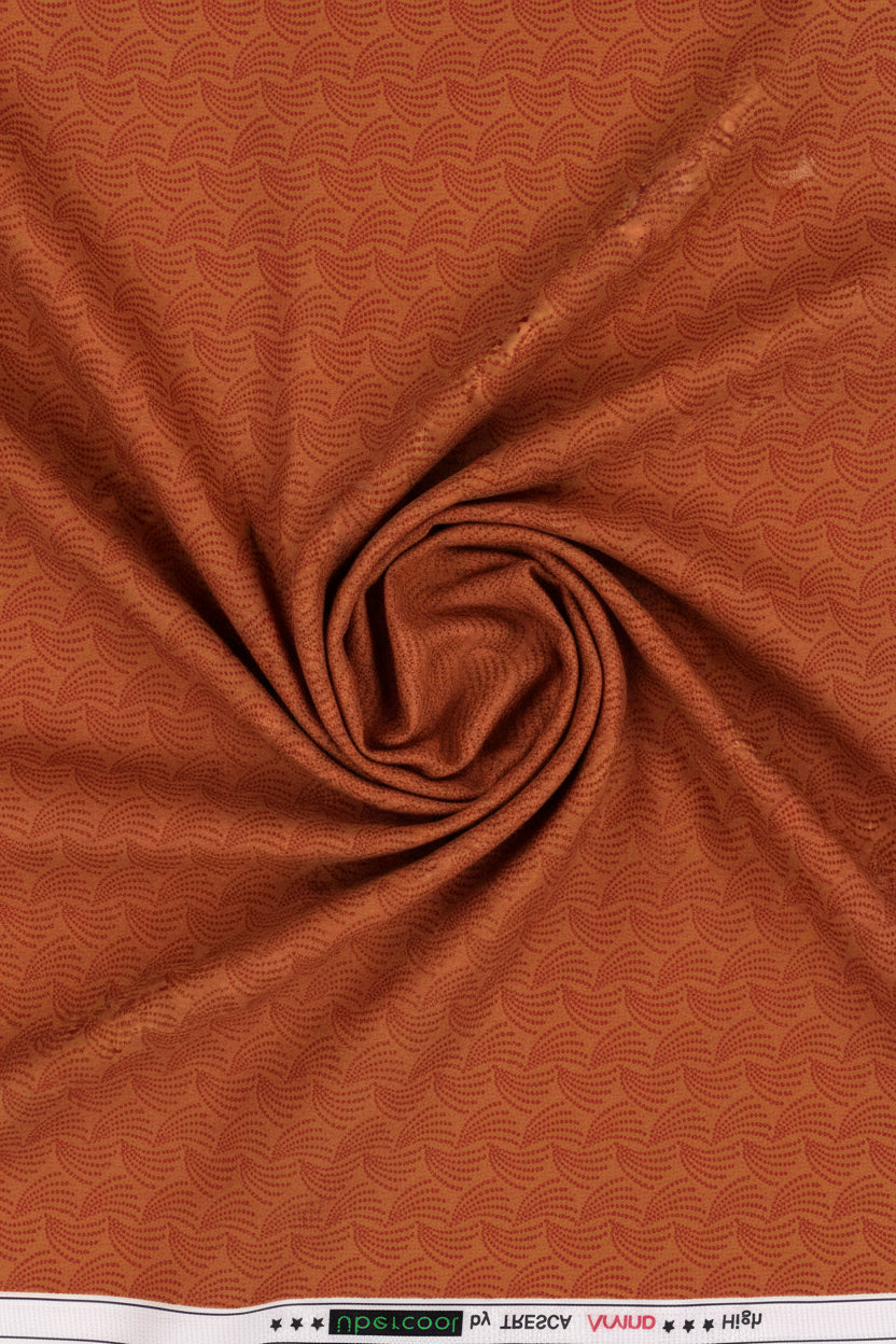 Orange Arvind Tresca printed unstitched shirting fabric, featuring vibrant design and soft cotton material.