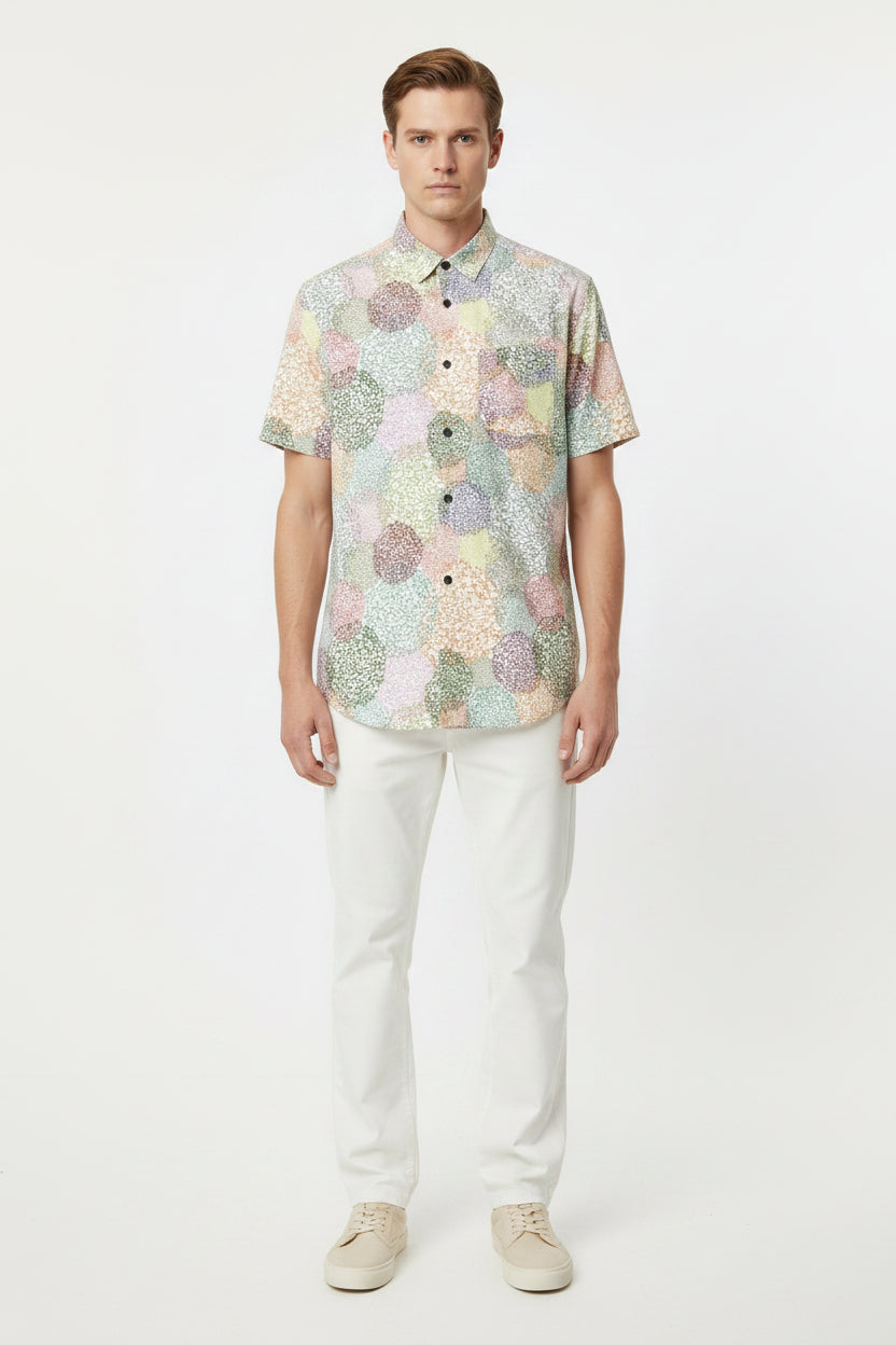 Multicolor printed Arvind Tresca unstitched shirting fabric, showcasing vibrant fabric pattern and texture for tailored shirts.