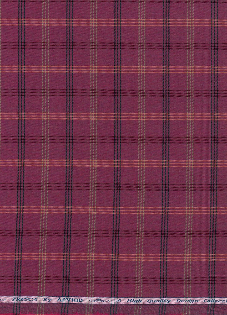 Arvind Tresca Cotton Checks Unstitched Shirting Fabric ( Boysenberry Purple )