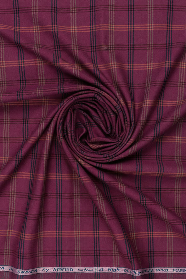 Plaid fabric with a pattern of intersecting lines on a red background