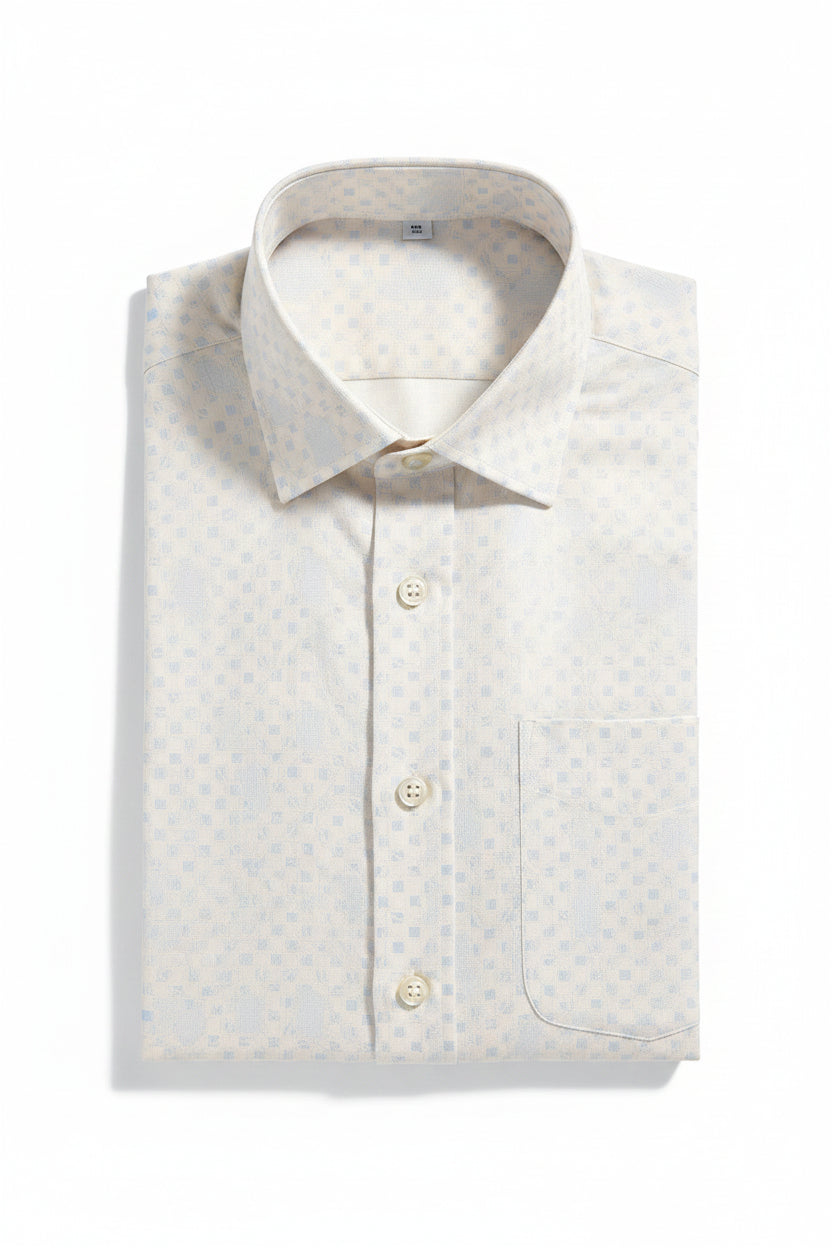 Golden Arvind Tresca cotton jacquard shirting fabric, unstitched, with intricate woven pattern, suitable for stylish shirts.