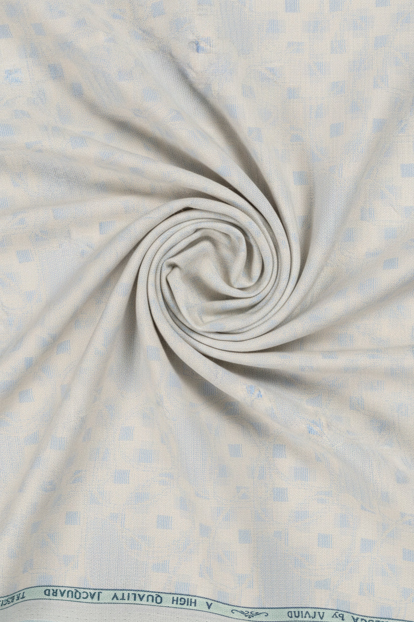 Golden Arvind Tresca cotton jacquard shirting fabric with intricate woven patterns, ideal for stylish unstitched shirts.