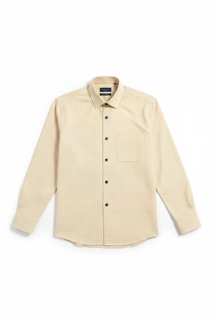readymade Beige satin shirt with a grid pattern