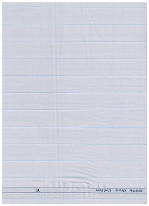 Powder blue Arvind Tresca shirt fabric with striped premium cotton, detailed close-up of the textile pattern and texture.