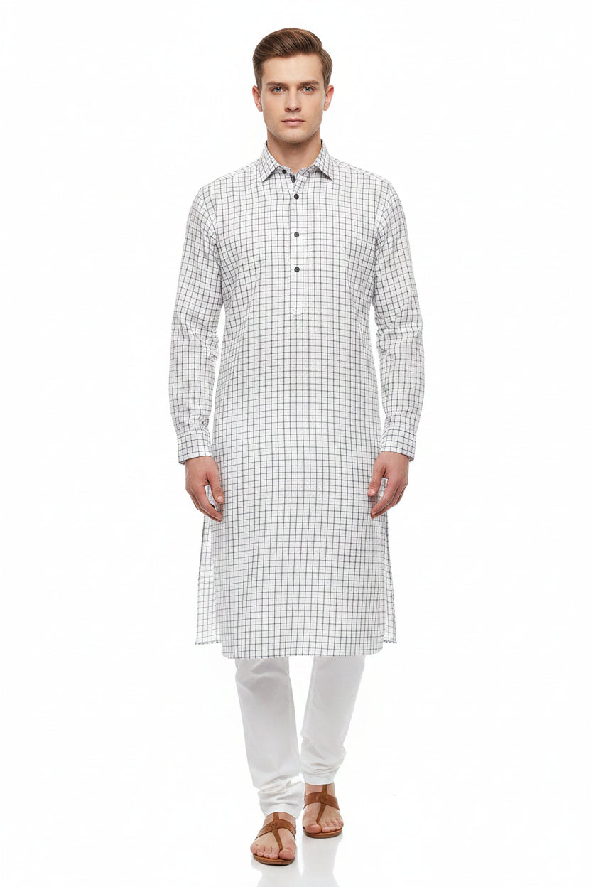 Pink and black checkered Arvind Tresca cotton shirt fabric with a white background, showcasing a premium woven design.