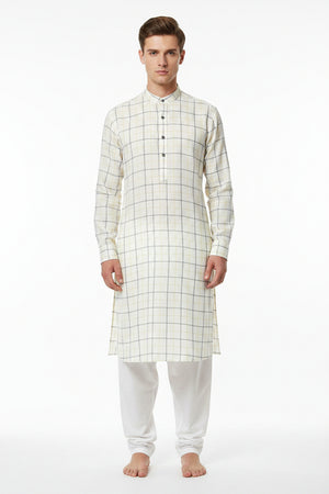 Yellow Arvind Tresca shirt fabric featuring premium cotton with checkered pattern, ideal for stylish shirt designs.