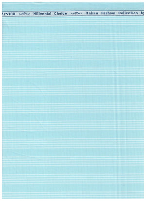 Arvind Turquoise Striped Tresca Cotton Shirting Fabric