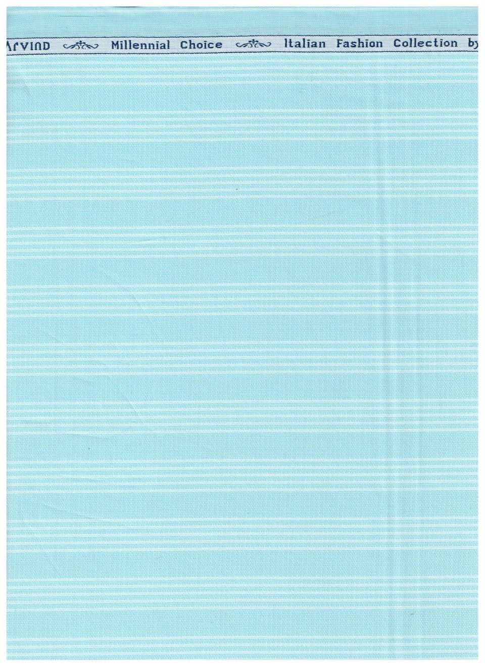 Arvind Turquoise Striped Tresca Cotton Shirting Fabric