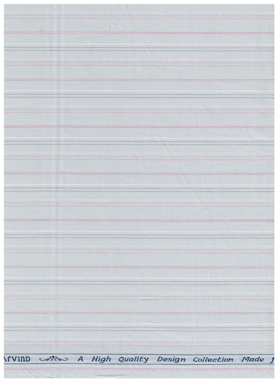 ARVIND Tresca shirt fabric in pink and black stripes on grey background, premium cotton textile with detailed pattern.