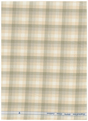 Beige Arvind Tresca shirt fabric with check pattern, made of premium cotton for a comfortable, stylish look.