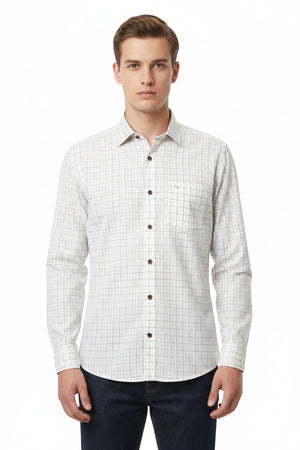 arvind Readymade cotton shirt with brown micro checks