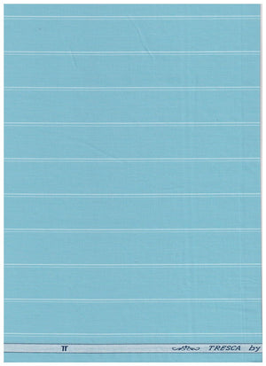 Baby blue Arvind Tresca shirt fabric with premium cotton, featuring a striped pattern, suitable for stylish shirts and tailoring.