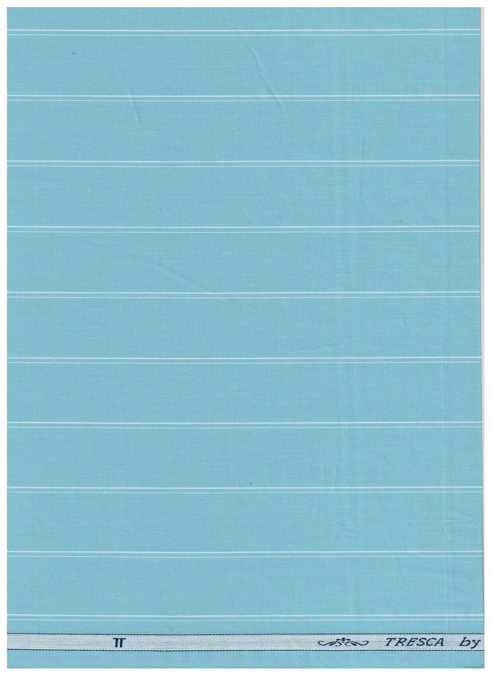 Baby blue Arvind Tresca shirt fabric with premium cotton, featuring a striped pattern, suitable for stylish shirts and tailoring.