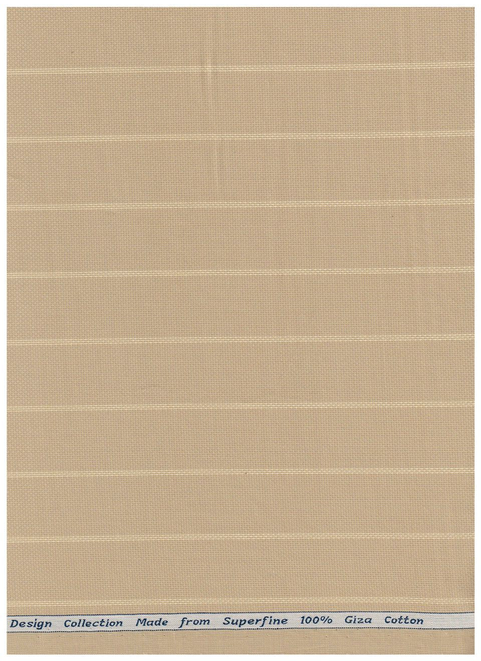 Beige and tan striped Arvind Tresca cotton shirt fabric, premium quality textile with a smooth, woven texture.