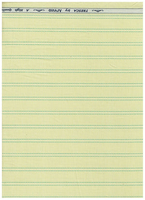 Pear green Arvind Tresca cotton striped shirting fabric, unstitched material ideal for custom shirts and apparel.