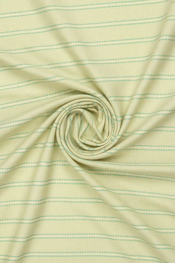 Pear green Arvind Tresca shirt fabric in premium cotton with a striped pattern, ideal for making stylish shirts.