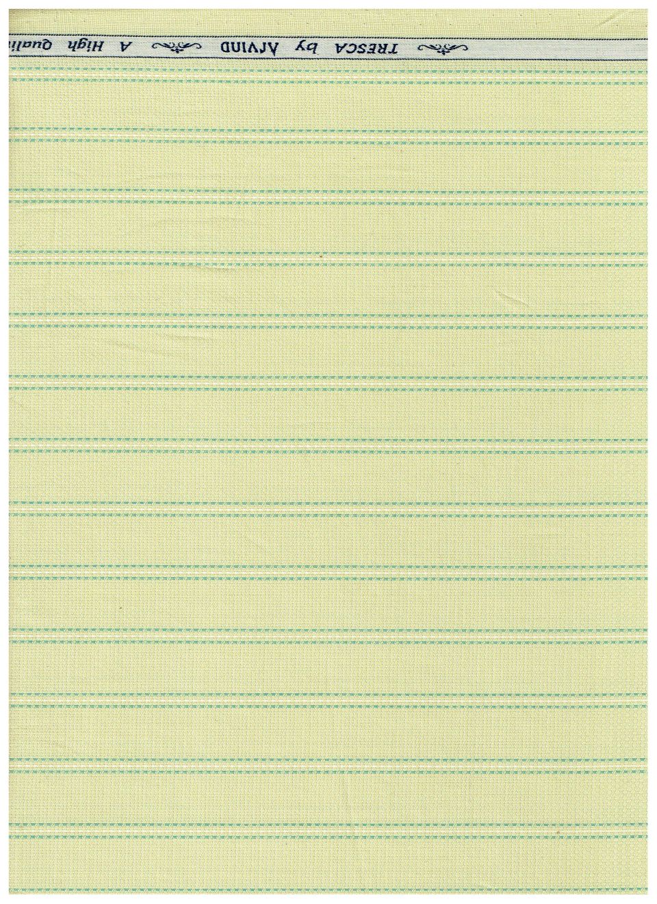 Pear green Arvind Tresca cotton striped shirting fabric, unstitched material ideal for custom shirts and apparel.