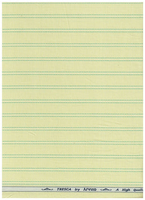 Pear green Arvind Tresca cotton shirt fabric with striped pattern, premium quality textile for shirt making.