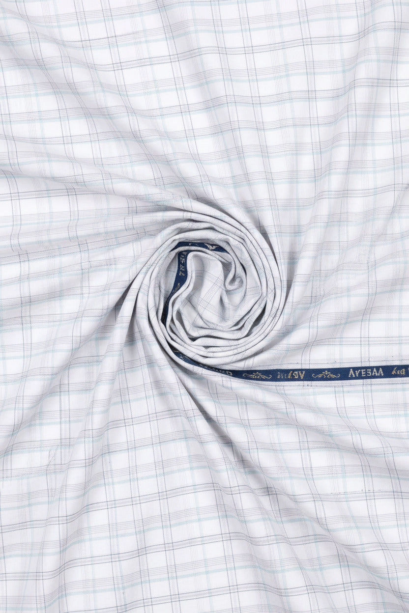 Cotton Checkered fabric with 'Tresca by Arvind' branding on a white background