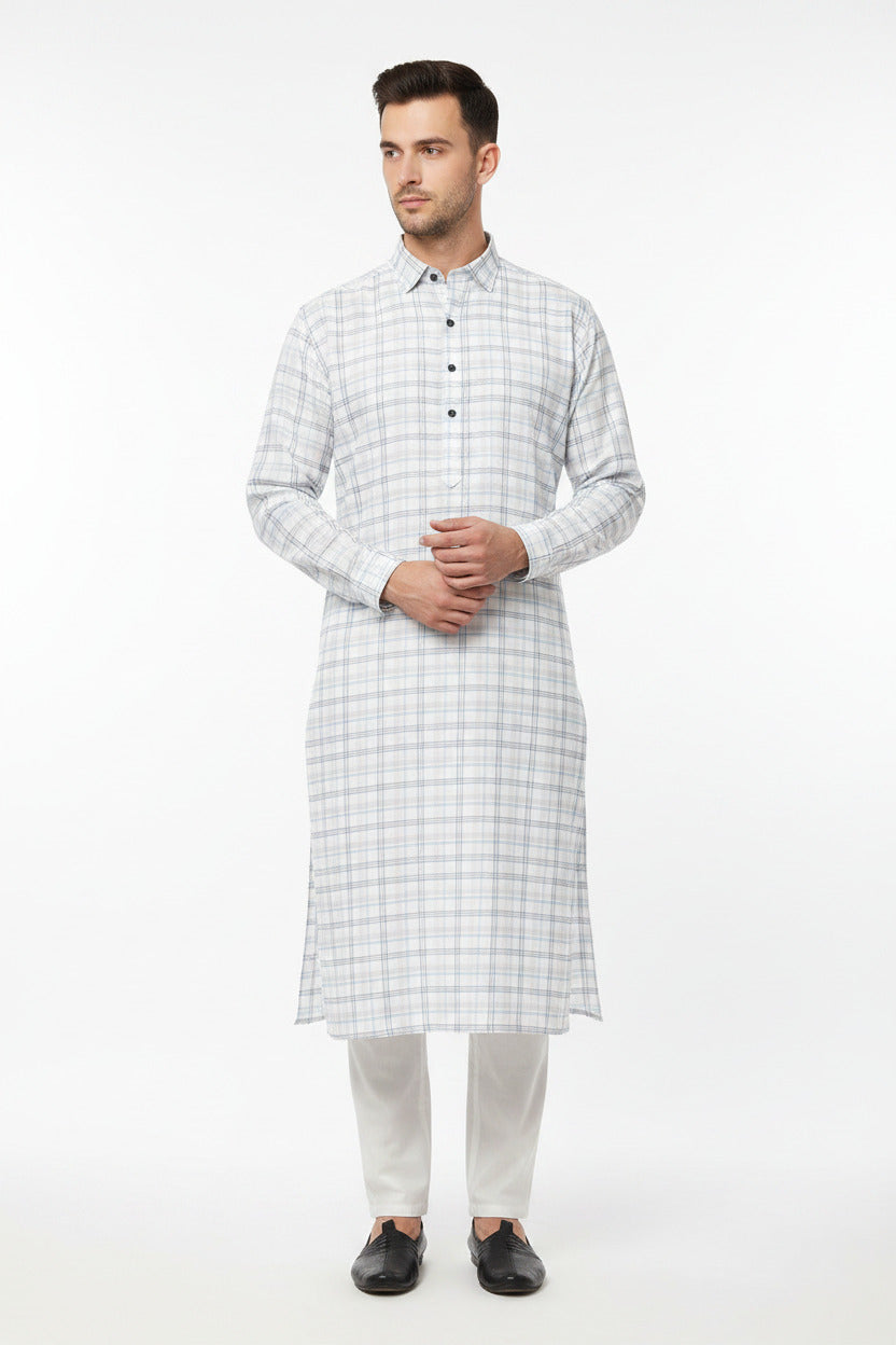 readymade cotton kurta Checkered fabric