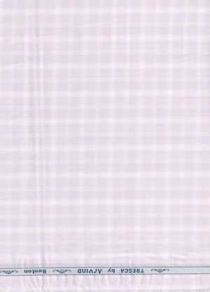 Light purple Arvind Tresca shirt fabric with check pattern, made of premium cotton for comfortable, stylish shirting.