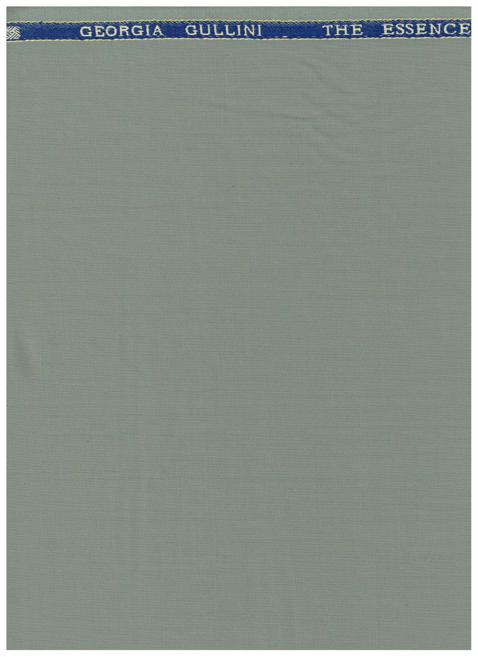 Georgia Gullini of Italy unstitched poly wool Super 100’s trousers and suiting fabric in Laurel Green, shown in the fabric close-up.