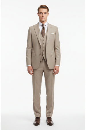 Georgia Gullini Italy khaki poly wool Super 120’s trousers and suiting fabric, unstitched fabric with detailed texture.