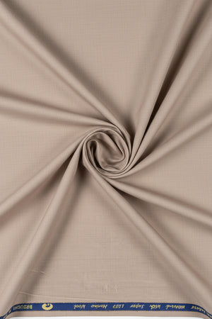 Georgia Gullini Italy unstitched poly wool Super 120’s khaki trousers and suiting fabric, detailed close-up image.