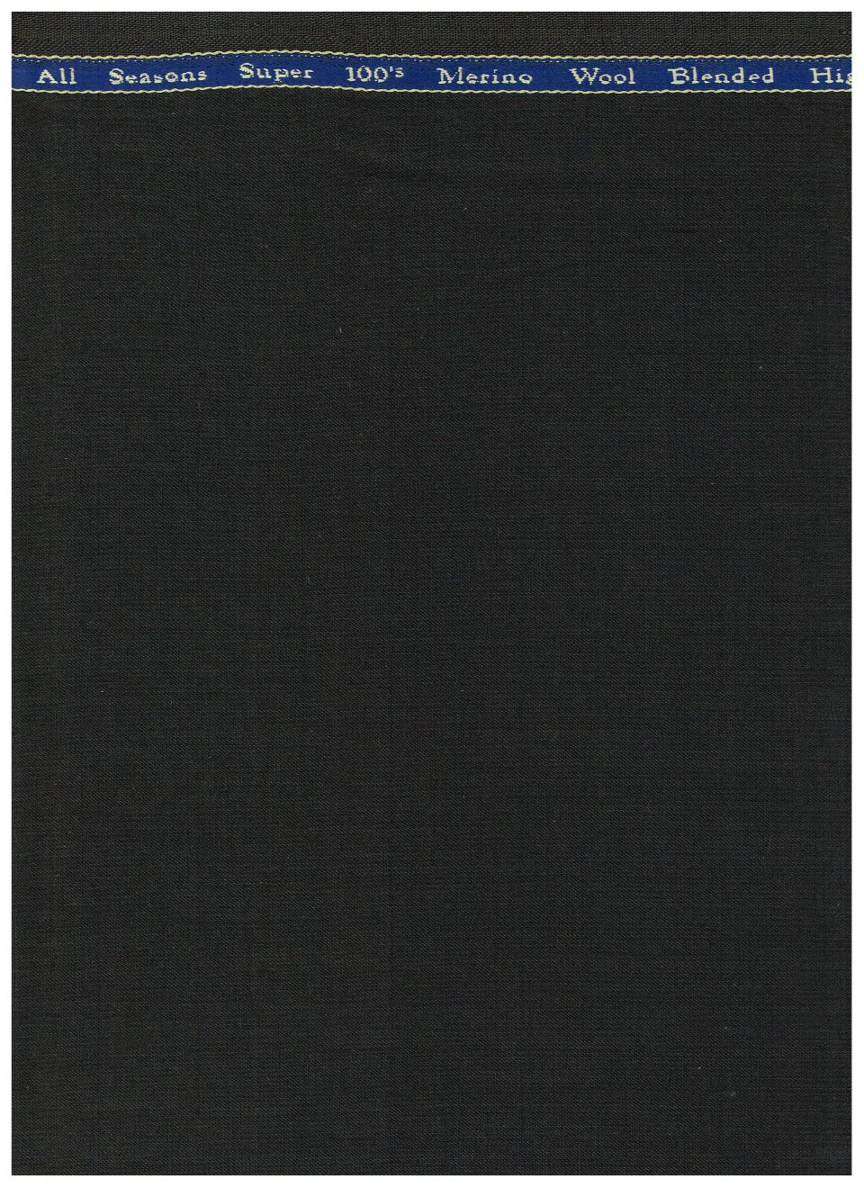 Georgia Gullini of Italy poly-wool Super 100’s trousers fabric in greenish grey, showing close-up of textured woven material.