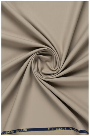 Georgia Gullini of Italy khaki poly wool Super 130’s trousers and suiting fabric, close-up of the fabric texture and color.